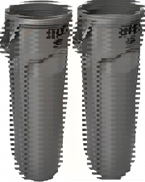 Vented Round Brute Container, 20 gal, Plastic, Gray